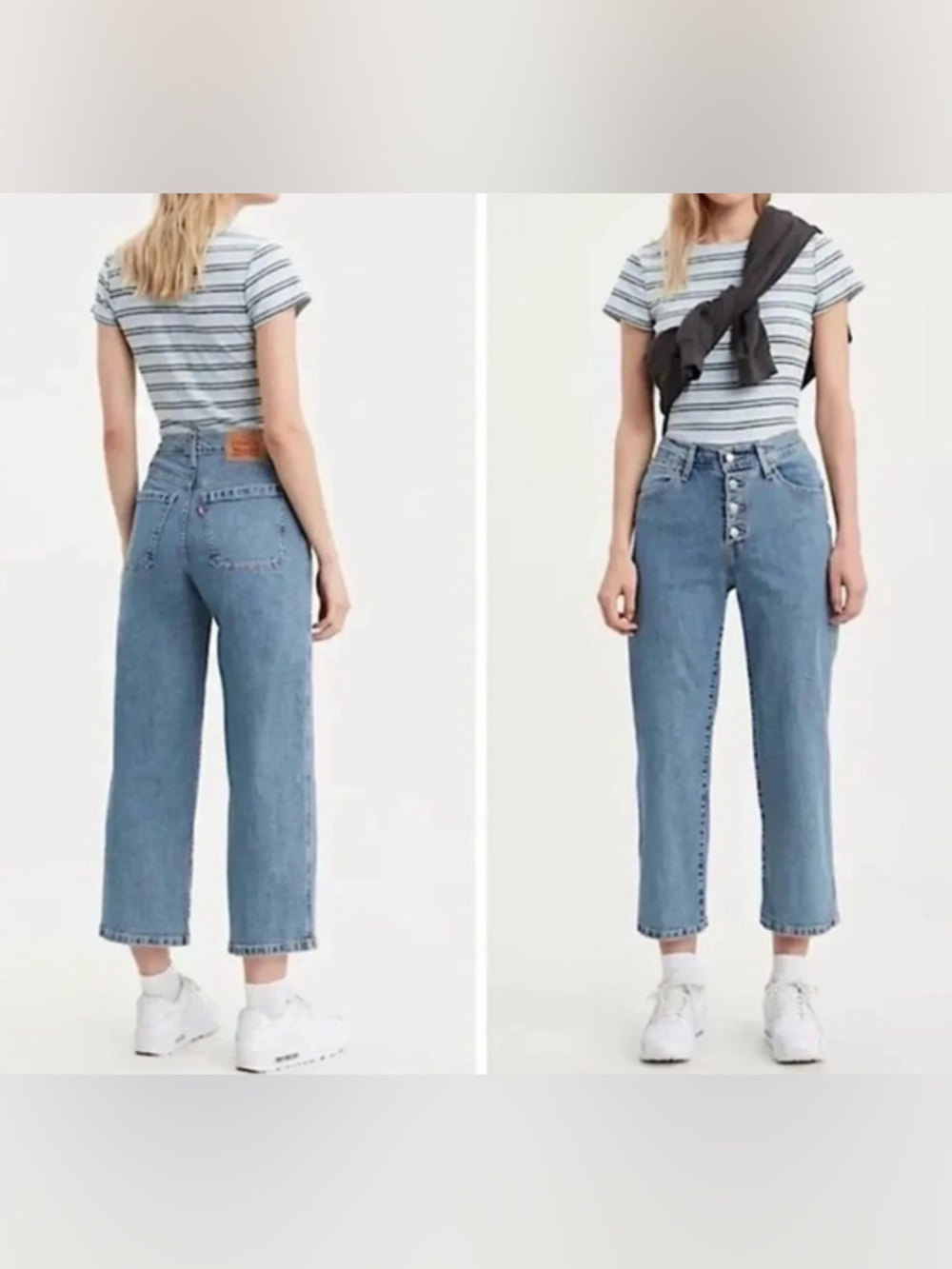 Levi’s Mile High Cropped Wide Leg Jeans, Size 28, Light Wash Blue